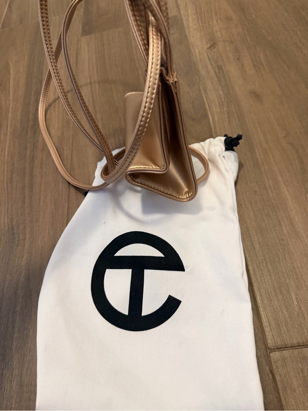 Telfar Metallic Rose Gold Mini Crossbody Tote - Picture 4 of 5